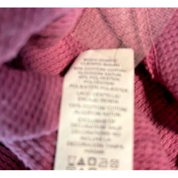 Lucky Brand Bohochic Fuschia Waffle Knit w/Crocheted Inlay Long Sleeve Top SZ S - Picture 4 of 5